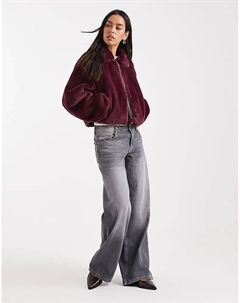 Куртка из искусственного меха на молнии бордового цвета Only