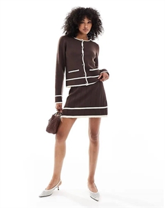 Мини-юбка из трикотажного полотна с контрастными деталями отделки коричневого и кремового цветов Object