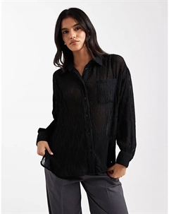 Черная рубашка с прозрачным жатым эффектом от Asos design