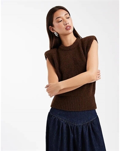 Майка из пушистой трикотажной ткани с подплечниками шоколадного цвета Asos design