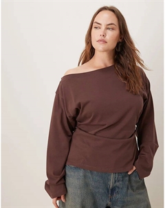 Лонгслив DESIGN Curve с длинными рукавами и открытыми плечами, корсетная, шоколадного цвета Asos