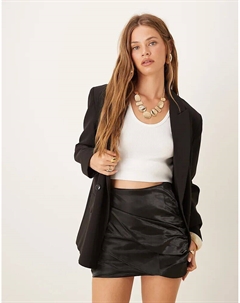 Коллектив The Label Мини-юбка со сборками из черного мерцающего шёлка Collective the label