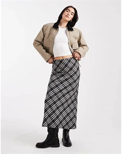 Юбка миди в клетку черного цвета New look