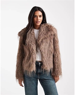 Короткая куртка из искусственного меха серо-коричневого цвета Asos design