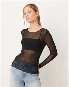 Сетчатый лонгслив с длинными рукавами черного цвета Jdy