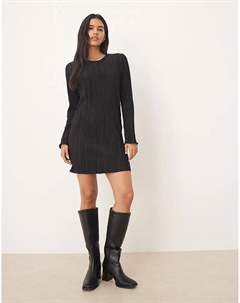 Мини-платье с плиссированными рукавами-фонариками, черное Jdy