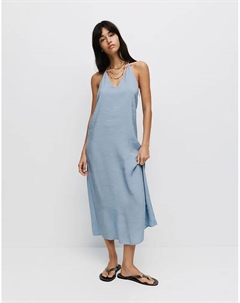 Платье миди Halter синего цвета Pull & bear