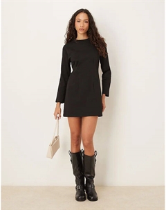 Мини-платье с присборенным лифом и короткими рукавами, черное Asos design