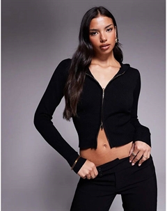 Черная кофта Sarina с длинными рукавами и капюшоном на молнии Tiger mist