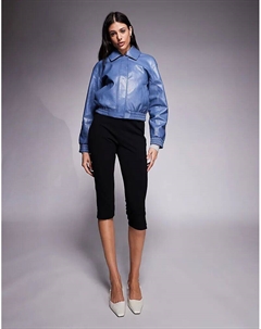 Высокие брюки-капри DESIGN с разрезами по бокам черного цвета Asos