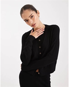 Мягкий трикотажный кардиган на пуговицах черного цвета Vero moda