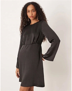 Атласное мини-платье с открытой спиной черного цвета Yas