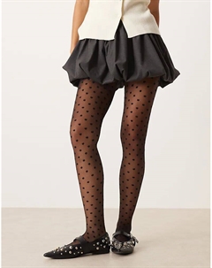 Колготки среднего размера с узором в горошек черного цвета Asos design