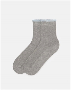 Носки с контрастными манжетами серого цвета Pull & bear