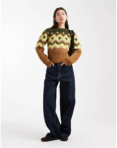 Джемпер с широкими плечами и начесом в стиле фэйр-айл, зеленый Asos design