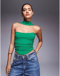 Топ-бандо с шарфом на шее зеленого цвета Asos design