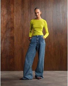 Полупрозрачный лонгслив с длинными рукавами яблочно-зеленого цвета Asos design