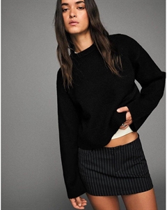 Свитер Oversize с ребристым подолом черного цвета Bershka