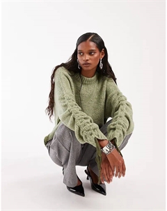 Джемпер с присборенными рукавами зеленого цвета Asos design