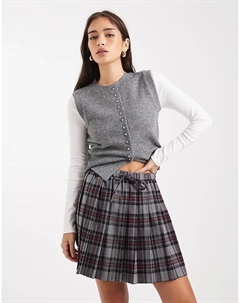 Мини-юбка в клетку, эластичная, серого цвета New look