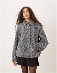 Куртка-бомбер с верхним воротником и начесом серого цвета Asos design