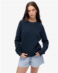 Свободный трикотажный джемпер в рубчик темно-синего цвета Superdry