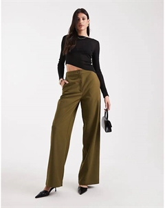 DESIGN Высокие брюки свободного кроя прямого кроя цвета хаки Asos