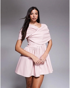 Платье-борд с вырезом лодочкой из искусственной кожи в темно-розовом цвете Asos luxe