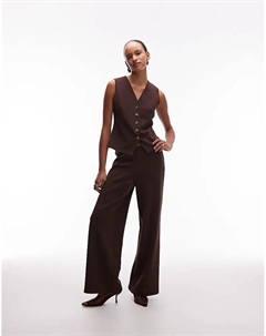 Брюки прямого кроя коричневого цвета Mango