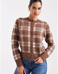 Аккуратный клетчатый кардиган шоколадного цвета Asos design
