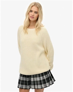 Свободный трикотажный джемпер в рубчик натурального белого цвета Superdry