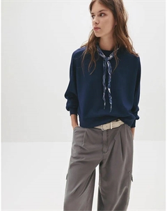 Толстовка Plain с круглым вырезом темно-синего цвета Pull & bear