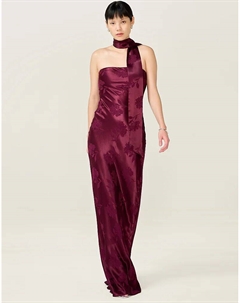 Платье Dresses myla maxi из вискозы с цветочным жаккардом красного цвета с соответствующим шарфом красного цвета Omnes