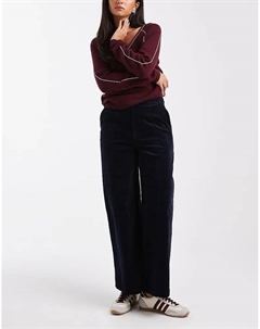 Широкие вельветовые брюки-грейзеры темно-синего цвета Asos design