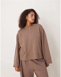 Свитшот свободного кроя с круглым вырезом DESIGN Curve в темно-сером цвете Asos