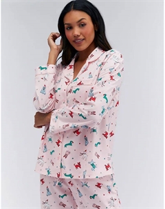 Разноцветный пижамный комплект с длинными рукавами и сумкой в ​​комплекте, пудрово-розового цвета Boux avenue
