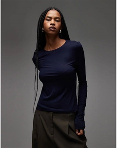 Полупрозрачный лонгслив с длинными рукавами и эффектом «второй кожи» темно-синего цвета Asos design