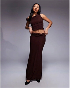 Юбка макси-рыбья хвостик с перекрученной талией шоколадного цвета Asos design