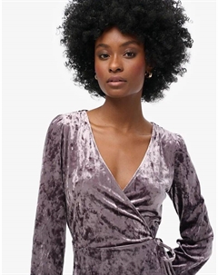 Мини-платье-халат Velvet темно-серого цвета Superdry