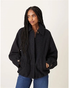 Куртка-бомбер с верхним воротником и начесом темно-синего цвета Asos design