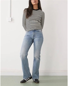 Джинсы клеш со средней посадкой Moon в цвете Stonewash синего цвета Weekday