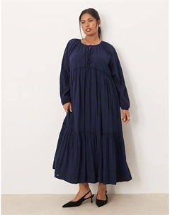 Платье миди в стиле бохо от Plus Adley темно-синего цвета Nobody's child