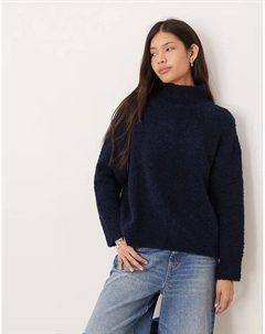 Свободный джемпер-труба из букле темно-синего цвета Asos design