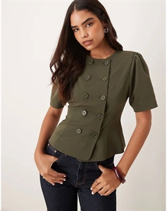 Двубортный пиджак, прилегающего кроя, темно-синего цвета Asos design