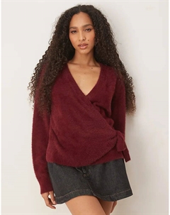 Вязаный кардиган с запахом ресниц сливового цвета Asos design