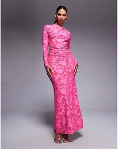 Платье макси Devore с длинными рукавами и открытой спиной розового цвета Asos design