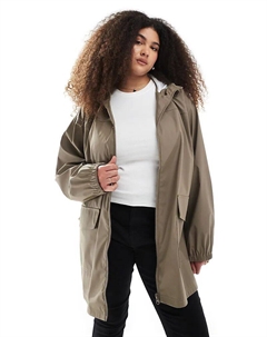 Прорезиненный плащ-дождевик DESIGN Curve в грибном цвете Asos