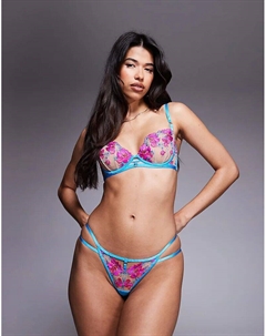 Блестящие стринги светло-голубого цвета Ann summers