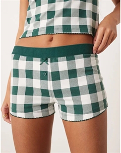 Пижамные шорты Mix & Match с бархатным поясом в зеленую клетку Asos design