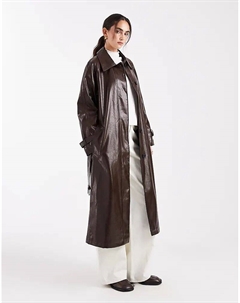 Виниловая куртка-тренч шоколадного цвета с воротником Asos design